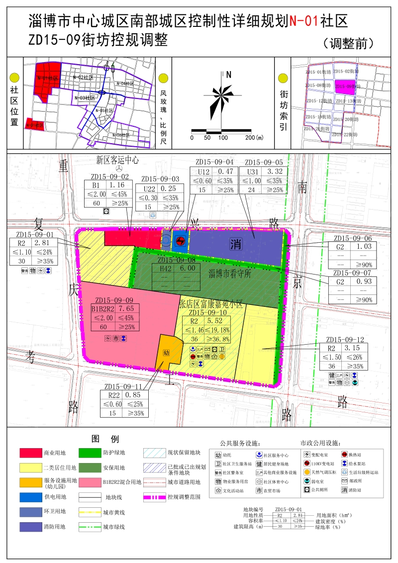淄博市中心城区南部城区控制性详细规划n01社区zd1509街坊控规调整